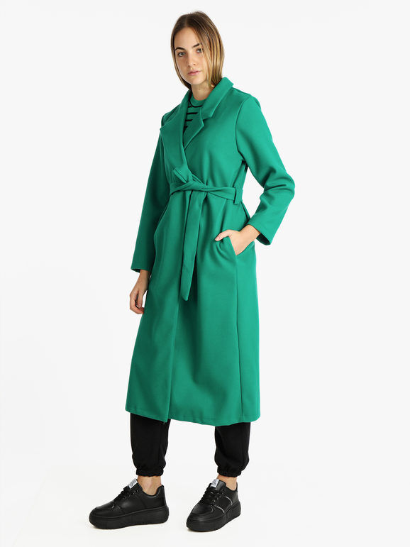 Solada Cappotto classico donna con cintura Cappotto Classico donna Verde taglia Unica