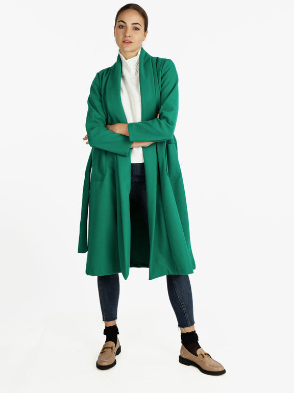 Solada Cappotto classico donna con cintura Cappotto Classico donna Verde taglia Unica