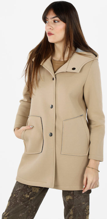 Only Cappotto donna in panno con cappuccio Cappotto Classico donna Beige taglia M