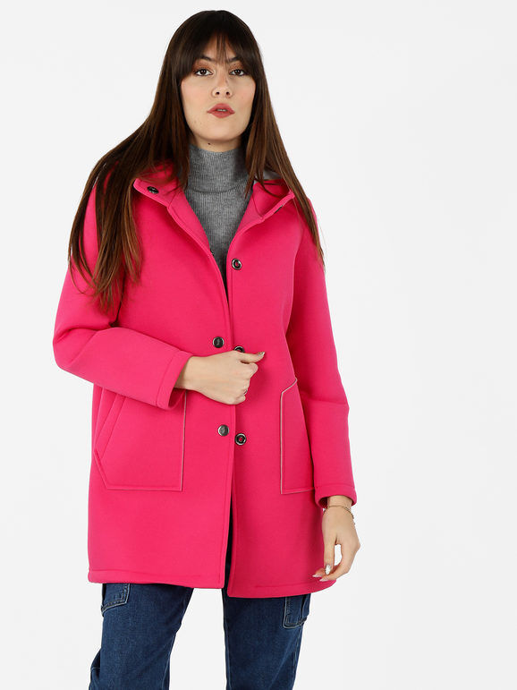 Only Cappotto donna in panno con cappuccio Cappotto Classico donna Fucsia taglia L