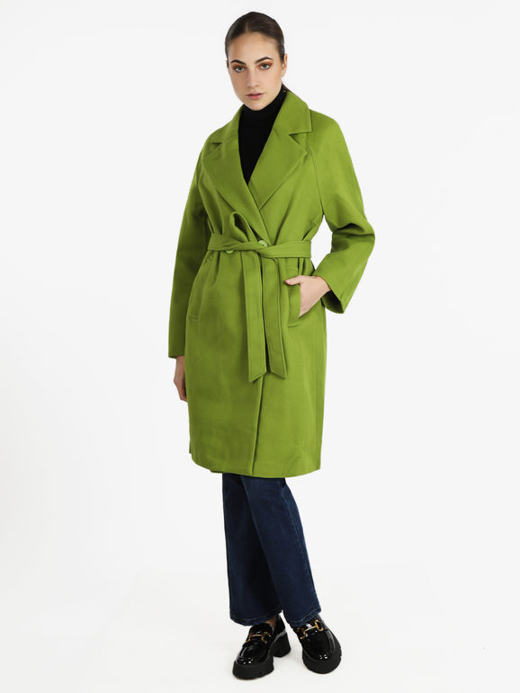 Solada Cappotto doppiopetto da donna con cintura Cappotto Classico donna Verde taglia S/M