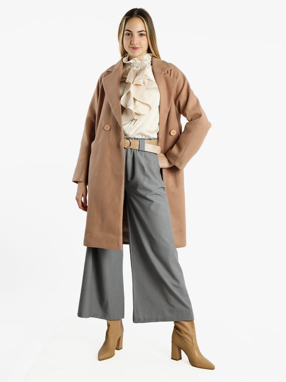Solada Cappotto doppiopetto da donna con cintura Cappotto Classico donna Beige taglia S/M