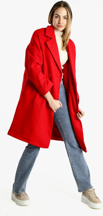 Solada Cappotto doppiopetto da donna con cintura Cappotto Classico donna Rosso taglia L/XL