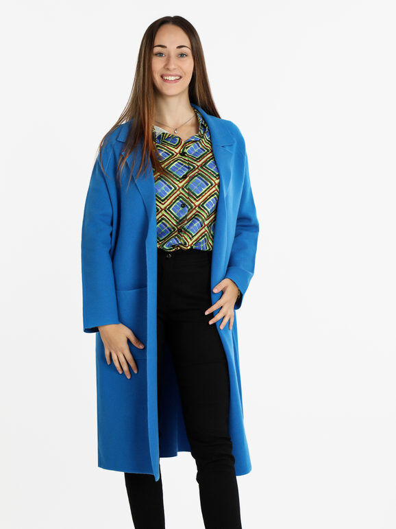 lois & pepe Cappotto in maglia lungo da donna Cappotto Classico donna Blu taglia Unica