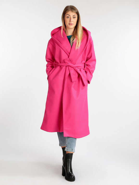 Vanita Cappotto lungo da donna con cappuccio Cappotto Classico donna Fucsia taglia Unica