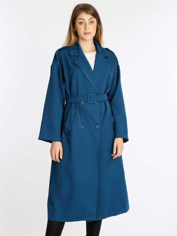 Vanita Cappotto lungo da donna leggero Cappotto Classico donna Blu taglia Unica