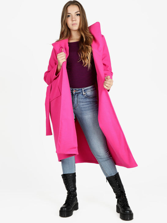 Solada Cappotto lungo donna con cappuccio Cappotto Classico donna Fucsia taglia Unica