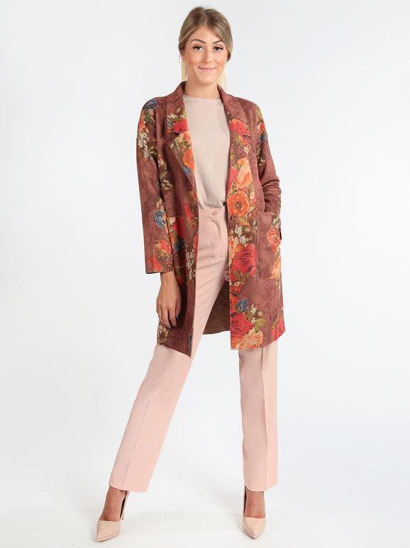 Sweet Cappotto scamosciato a fiori Blazer donna Marrone taglia M