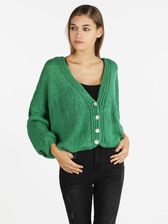 Sweet Cardigan donna cropped oversize misto lana Cardigan donna Verde taglia Unica