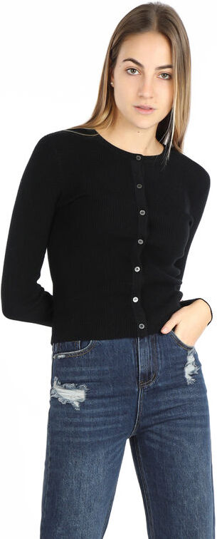 lois & pepe Cardigan donna girocollo in maglia a costine Cardigan donna Nero taglia M/L