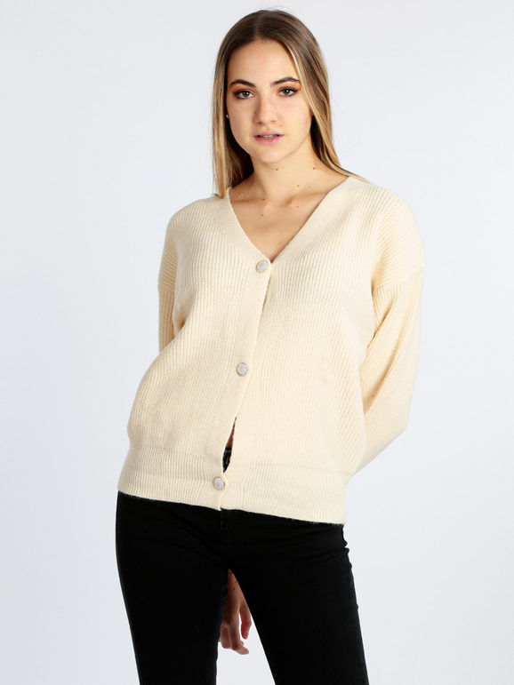 c'est monique Cardigan donna in maglia con bottoni Cardigan donna Beige taglia Unica