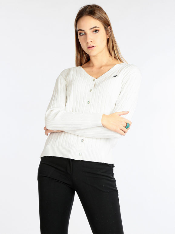 U.S. Grand Polo Cardigan donna in maglia lavorata Cardigan donna Bianco taglia XL