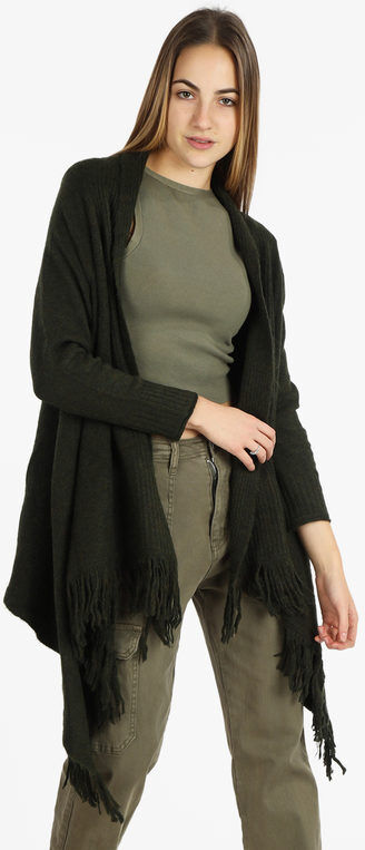 lois & pepe Cardigan donna in maglia misto lana con frange Cardigan donna Verde taglia Unica