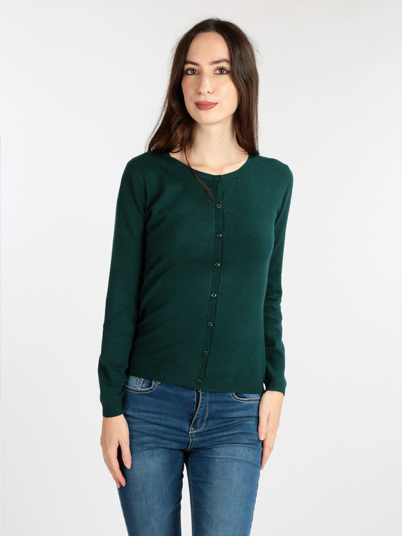 lois & pepe Cardigan girocollo da donna con bottoni Cardigan donna Verde taglia M/L