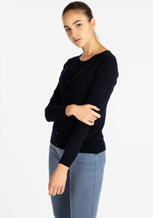 lois & pepe Cardigan girocollo da donna con bottoni Cardigan donna Blu taglia M/L