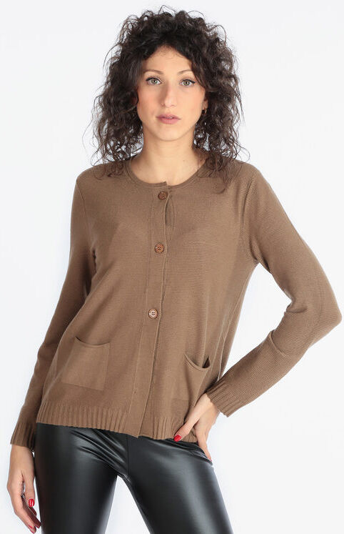 lois & pepe Cardigan in maglia lavorata con tasche da donna Cardigan donna Marrone taglia S/M