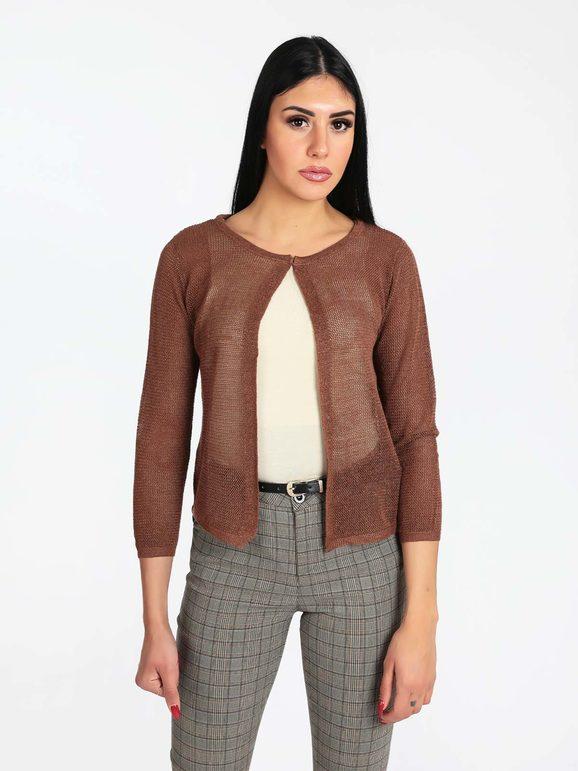 Griffai Cardigan traforato con lurex Cardigan donna Marrone taglia S