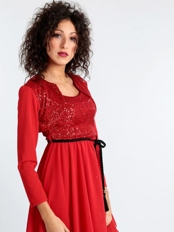 Made In Italy Coprispalle in raso con paillettes Coprispalle donna Rosso taglia Unica