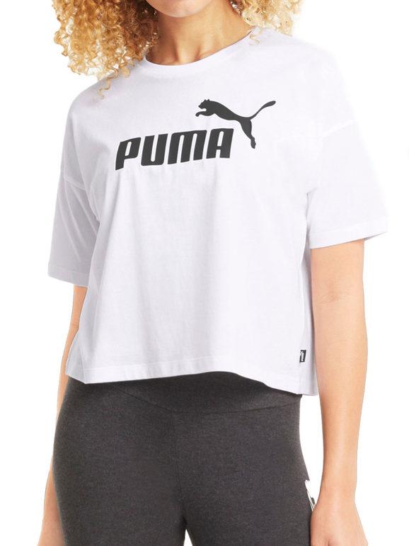 Puma Ess Cropped Logo Tee T-shirt donna T-Shirt Manica Corta donna Bianco taglia L