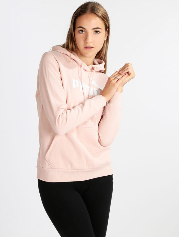 Puma ESS LOGO HOODIE Felpa donna con cappuccio felpata Felpe Pesanti donna Rosa taglia L