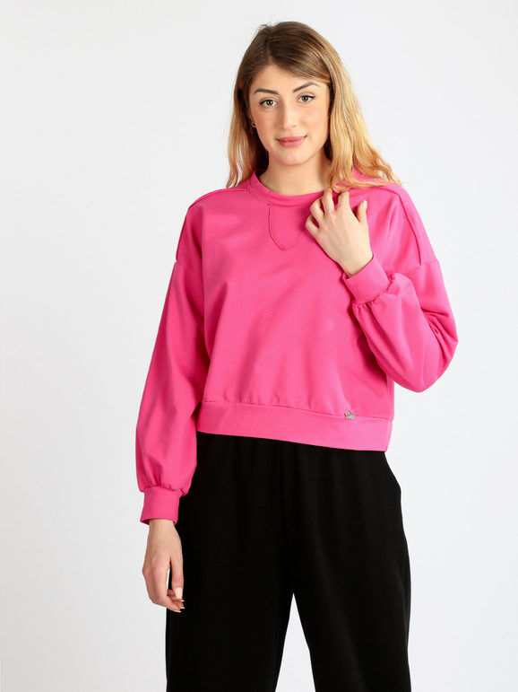 Baci & Abbracci Felpa cropped in cotone Felpe donna Fucsia taglia S