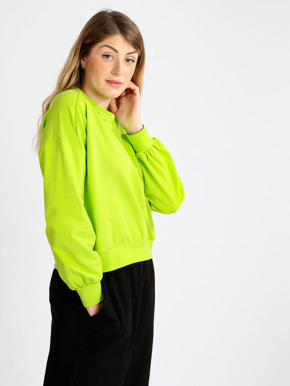 Baci & Abbracci Felpa cropped in cotone Felpe donna Verde taglia L