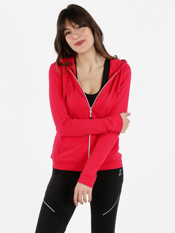 Athl Dpt Felpa donna in cotone con cappuccio e zip Felpe Leggere donna Fucsia taglia L