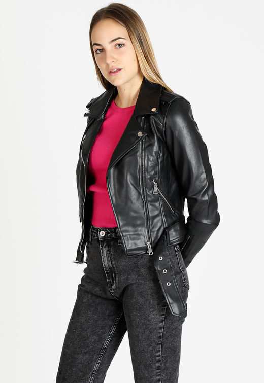 Lovery Giacca biker donna in ecopelle Giacche Ecopelle donna Nero taglia L