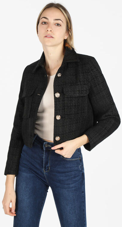 Monte Cervino Giacca corta da donna con bottoni decorati Blazer donna Nero taglia S