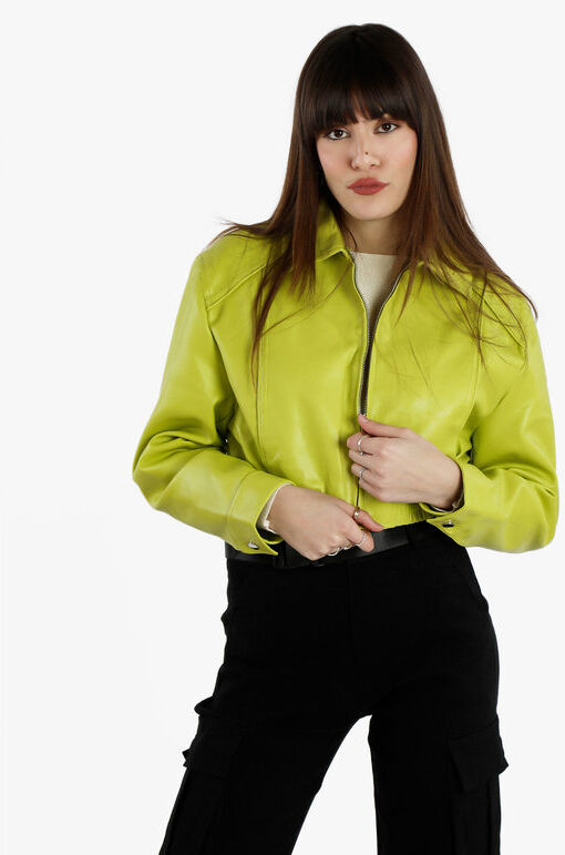 Solada Giacca cropped da donna in ecopelle Giacche Ecopelle donna Verde taglia XL