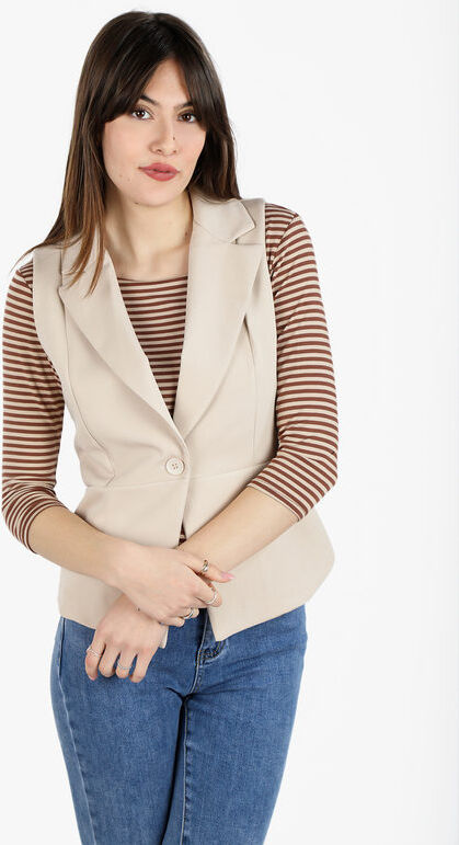 Melitea Gilet donna elegante Smanicato donna Beige taglia L