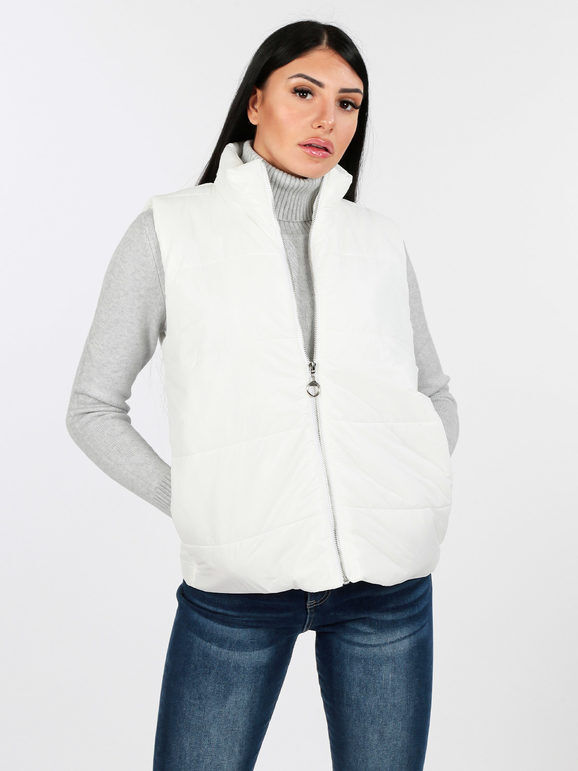 Made In Italy Gilet donna imbottito oversize Smanicato donna Bianco taglia Unica