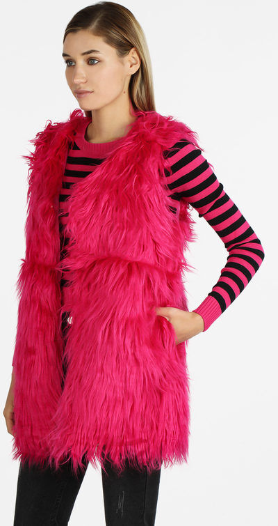 Sweet Gilet donna peloso Smanicato donna Fucsia taglia S/M