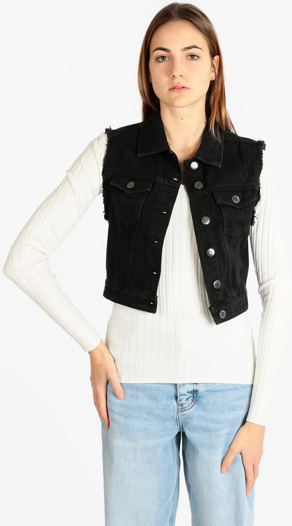 Solada Gilet in jeans da donna Smanicato donna Nero taglia M