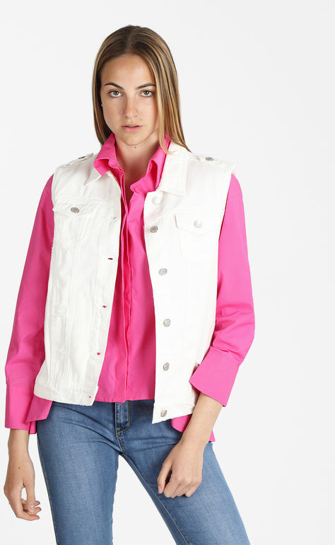 Farfallina Gilet in jeans da donna Smanicato donna Bianco taglia S