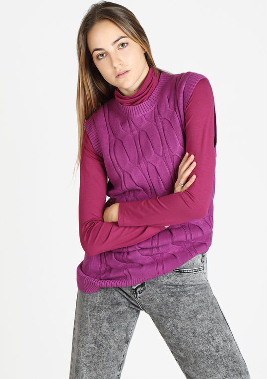 Griffai Gilet lungo in maglia da donna Pullover donna Fucsia taglia M