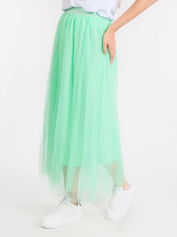 Solada Gonna lunga in tulle plissettato Gonne Lunghe donna Verde taglia S/M