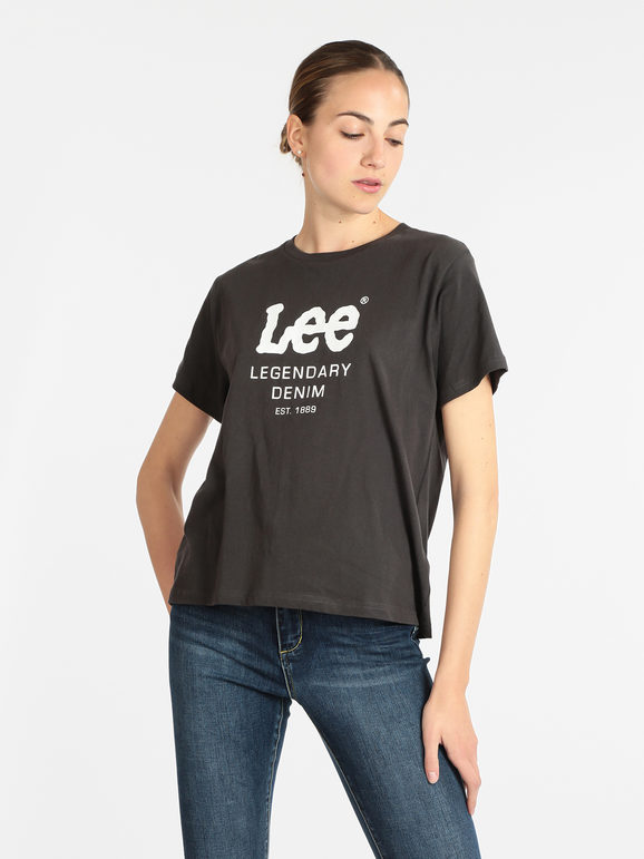 Lee Legendary Denim Tee T-shirt donna manica corta con scritta T-Shirt Manica Corta donna Grigio taglia XXL