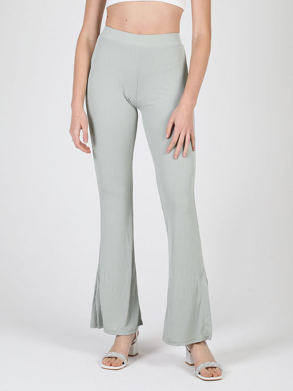 Gladys Leggings donna leggeri con finale a zampa e spacco laterale Pantaloni Casual donna Verde taglia M