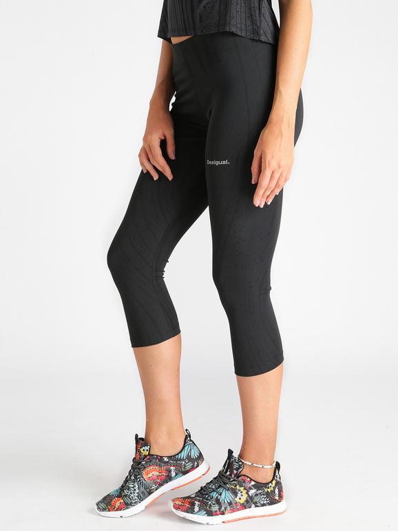 Desigual Leggings sport 3/4 Leggings donna Nero taglia L