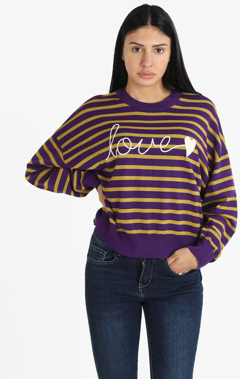 naiife Maglia donna a righe Pullover donna Viola taglia Unica