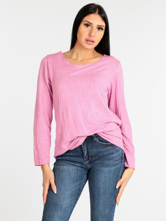 Solada Maglia donna girocollo T-Shirt Manica Lunga donna Rosa taglia Unica