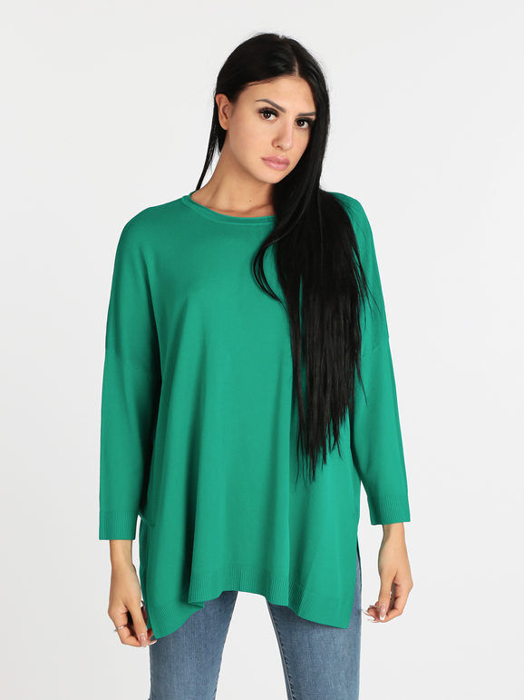 Solada Maglia leggera donna oversize T-Shirt Manica Lunga donna Verde taglia Unica