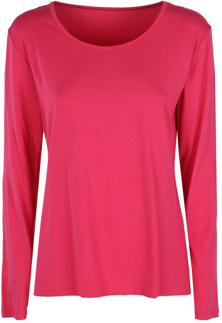 Solada Maglietta girocollo da donna tinta unita T-Shirt Manica Lunga donna Fucsia taglia Unica