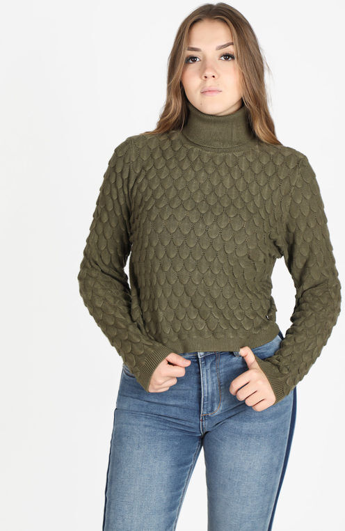 Griffai Maglione cropped donna a dolcevita Maglioni donna Verde taglia S