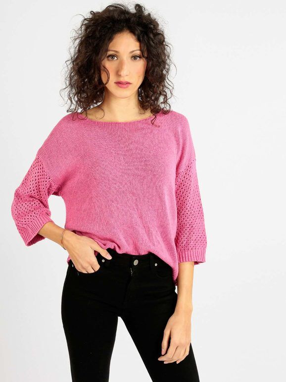 Solada Maglione donna in cotone e lino Maglioni donna Fucsia taglia Unica