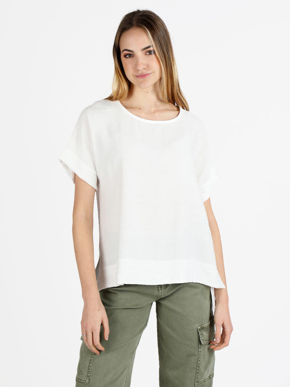 deva moda Maxi blusa da donna a maniche corte Bluse donna Bianco taglia Unica