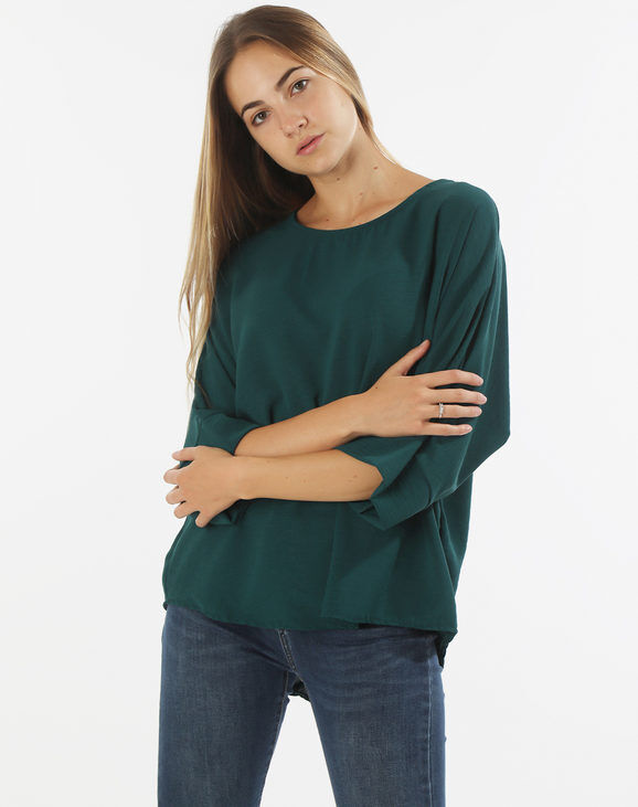 unique Maxi blusa donna con maniche a pipistrello Bluse donna Verde taglia Unica