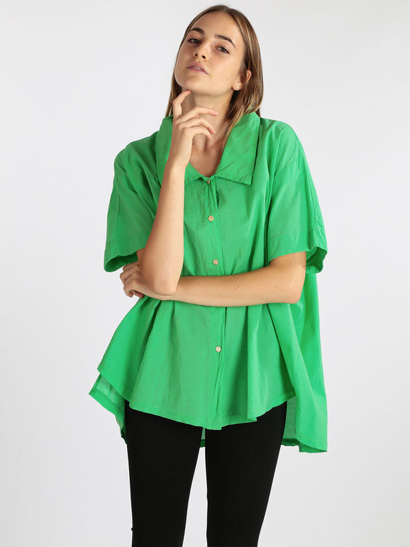 Gioya Maxi camicia donna con manica a pipistrello Bluse donna Verde taglia Unica