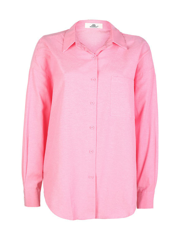 Mochy Maxi camicia donna oversize in cotone Camicie Classiche donna Rosa taglia Unica